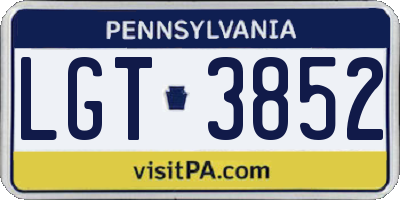 PA license plate LGT3852