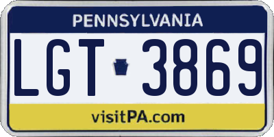 PA license plate LGT3869