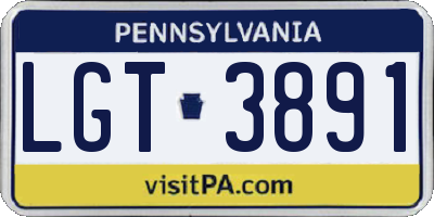 PA license plate LGT3891