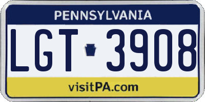 PA license plate LGT3908
