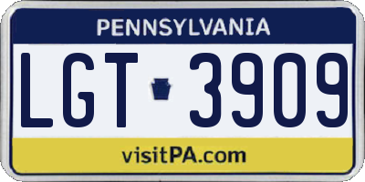PA license plate LGT3909