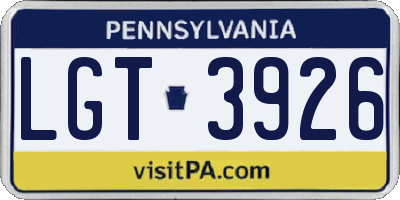 PA license plate LGT3926