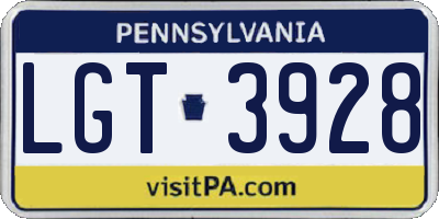PA license plate LGT3928