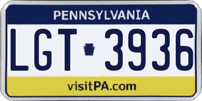 PA license plate LGT3936