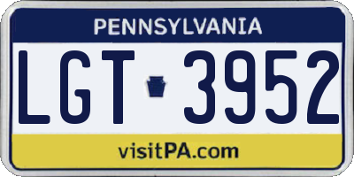 PA license plate LGT3952