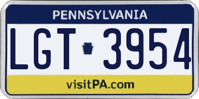 PA license plate LGT3954