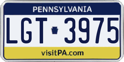 PA license plate LGT3975