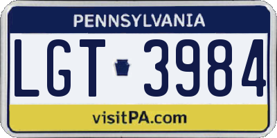 PA license plate LGT3984