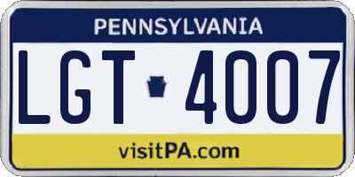 PA license plate LGT4007