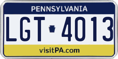 PA license plate LGT4013