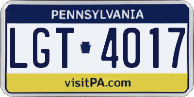 PA license plate LGT4017