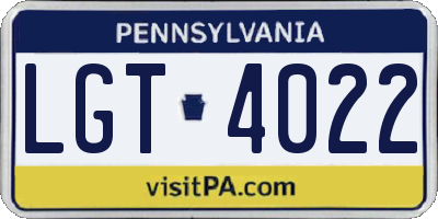 PA license plate LGT4022