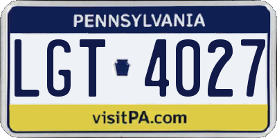 PA license plate LGT4027
