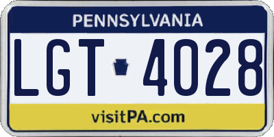 PA license plate LGT4028