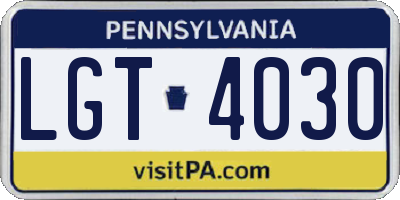 PA license plate LGT4030