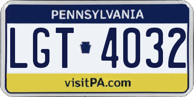 PA license plate LGT4032