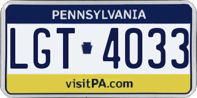 PA license plate LGT4033