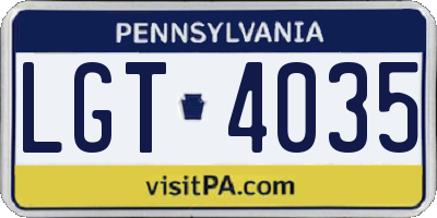 PA license plate LGT4035