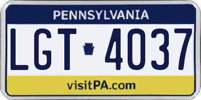 PA license plate LGT4037