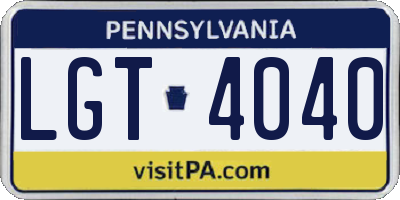 PA license plate LGT4040