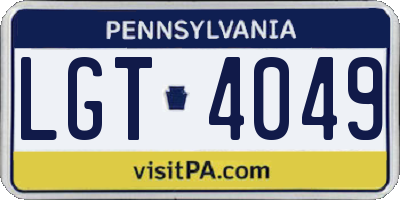 PA license plate LGT4049
