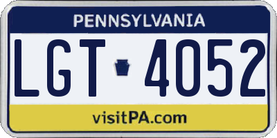 PA license plate LGT4052