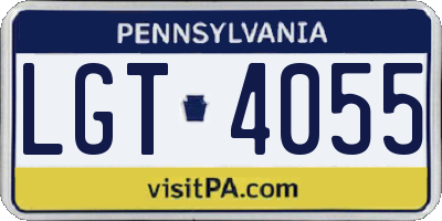 PA license plate LGT4055