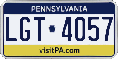 PA license plate LGT4057