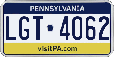 PA license plate LGT4062