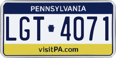 PA license plate LGT4071