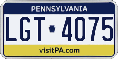 PA license plate LGT4075