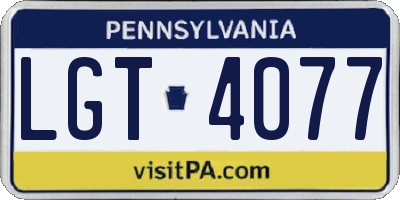 PA license plate LGT4077