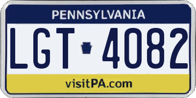 PA license plate LGT4082