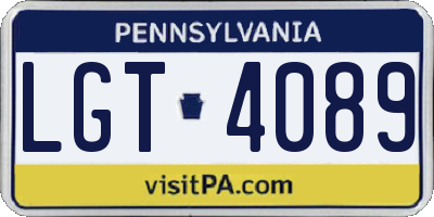 PA license plate LGT4089