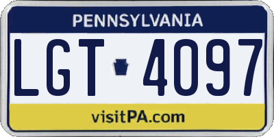 PA license plate LGT4097