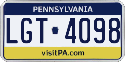 PA license plate LGT4098