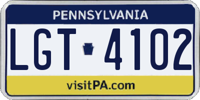 PA license plate LGT4102