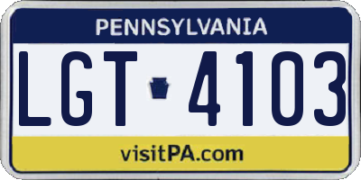 PA license plate LGT4103