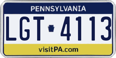 PA license plate LGT4113