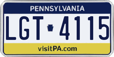 PA license plate LGT4115