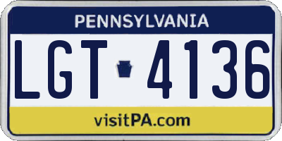 PA license plate LGT4136