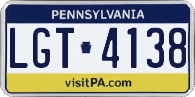 PA license plate LGT4138