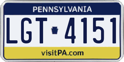 PA license plate LGT4151