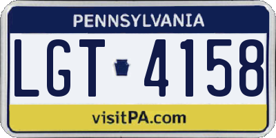 PA license plate LGT4158