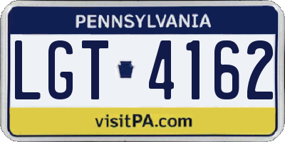 PA license plate LGT4162