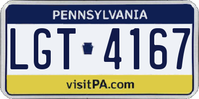 PA license plate LGT4167
