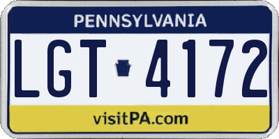 PA license plate LGT4172