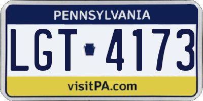 PA license plate LGT4173