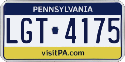 PA license plate LGT4175