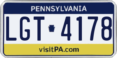 PA license plate LGT4178